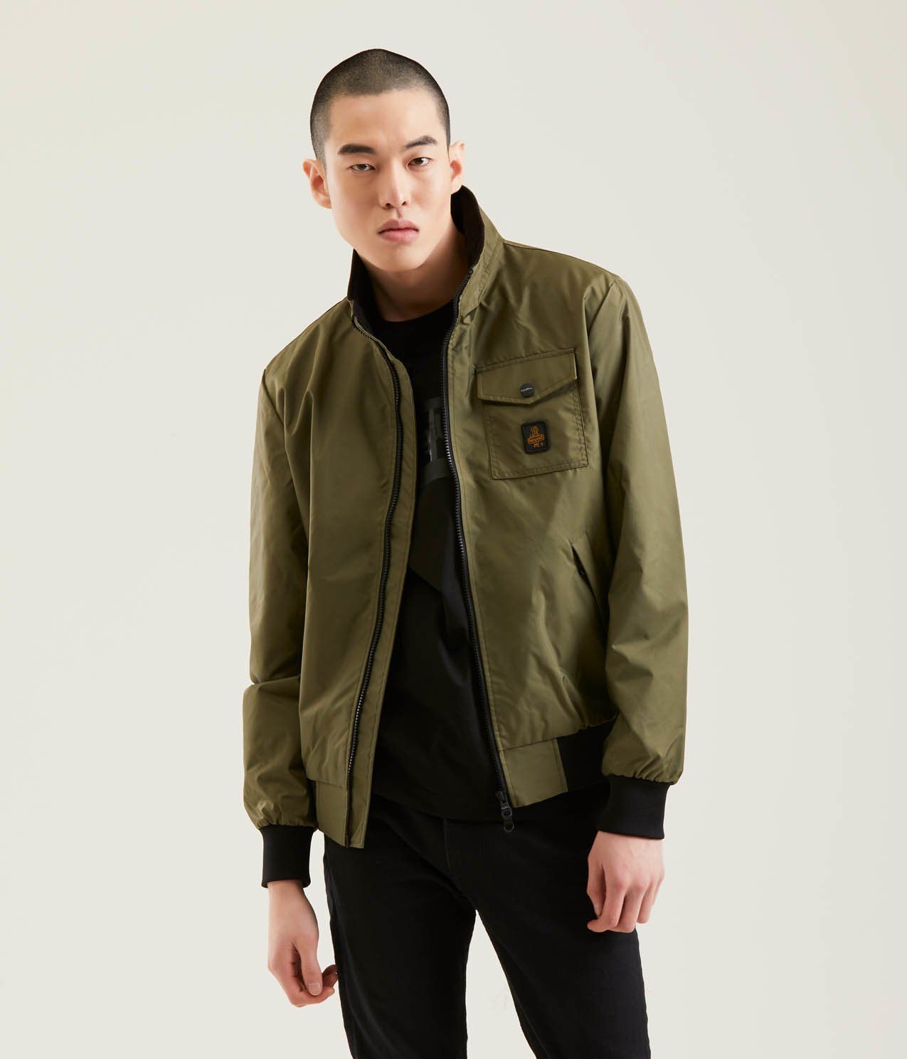 Green Polyamide Men's Bomber Jacket