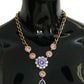 Elegant Gold Crystal Floral Charm Necklace