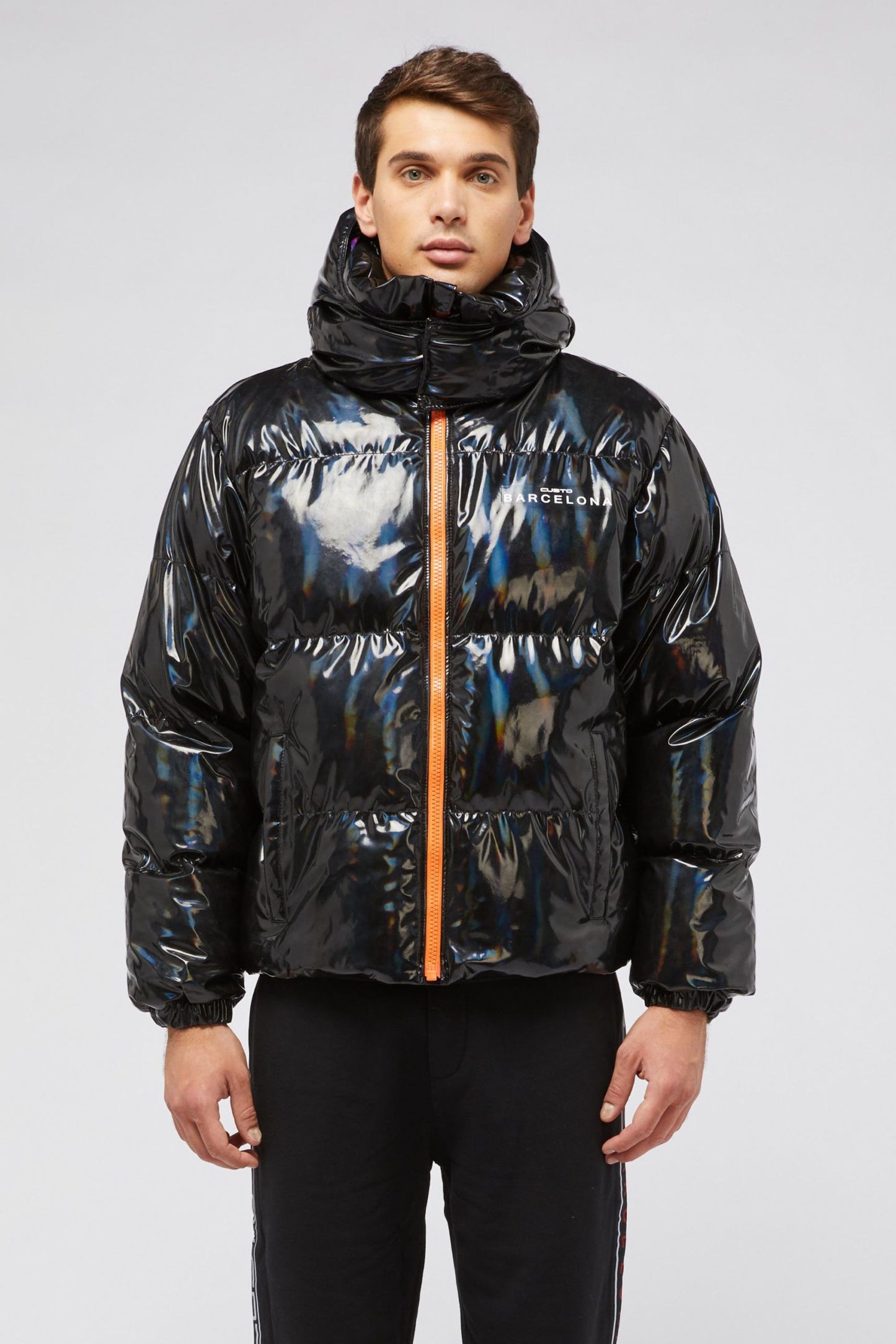 Black Polyester Men Jacket