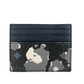 Portuna Mini Black Floral Camo Visetos Leather Money Clip Card Case Wallet Black