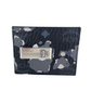 Portuna Mini Black Floral Camo Visetos Leather Money Clip Card Case Wallet Black