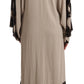 Elegant Beige Embroidered Lace Kaftan Dress