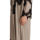 Elegant Beige Embroidered Lace Kaftan Dress