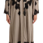 Elegant Beige Embroidered Lace Kaftan Dress