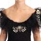 Crystal Embellished Black Ball Gown Dress