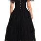 Crystal Embellished Black Ball Gown Dress