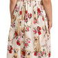 Elegant White Floral Midi Pleated Dress