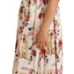 Elegant White Floral Midi Pleated Dress