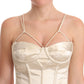 Elegant Off White Silk Blend Long Gown