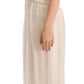 Elegant Off White Silk Blend Long Gown