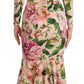 Elegant Floral Midi Sheath Dress