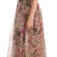 Floral Print Nylon Maxi Dress