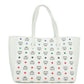 Portuna Medium White Logo Visetos Tumbled Leather Multifunction Tote Handbag