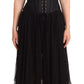 Elegant Black Halter Midi Silk Dress