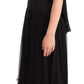 Elegant Black Halter Midi Silk Dress