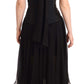 Elegant Black Halter Midi Silk Dress
