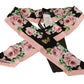 Silk Bandeau Scarf with Rose Print