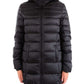 Elegant Long Padded Down Jacket with Fur Hood