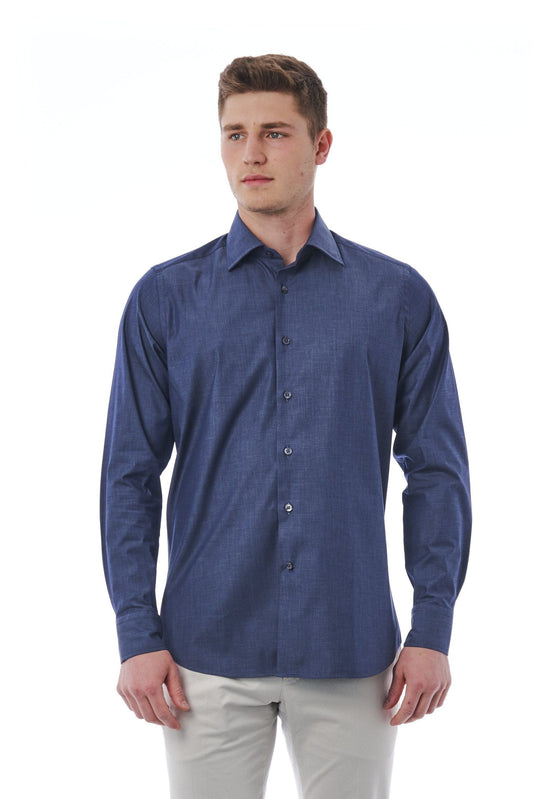 Blue Cotton Men Shirt