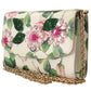 Crystal-Embellished Floral Leather Clutch