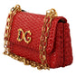 Elegant Red Wicker Shoulder Bag with Gold Chain