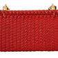 Elegant Red Wicker Shoulder Bag with Gold Chain