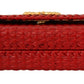 Elegant Red Wicker Shoulder Bag with Gold Chain