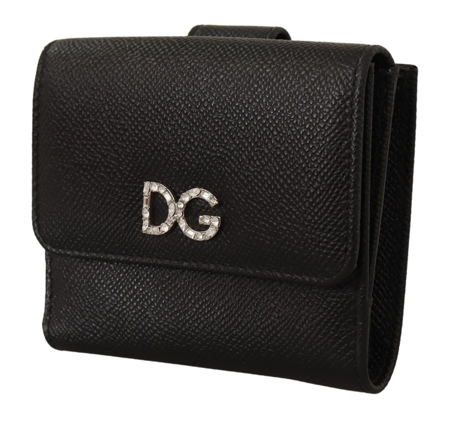 Crystal Embellished Black Leather Wallet