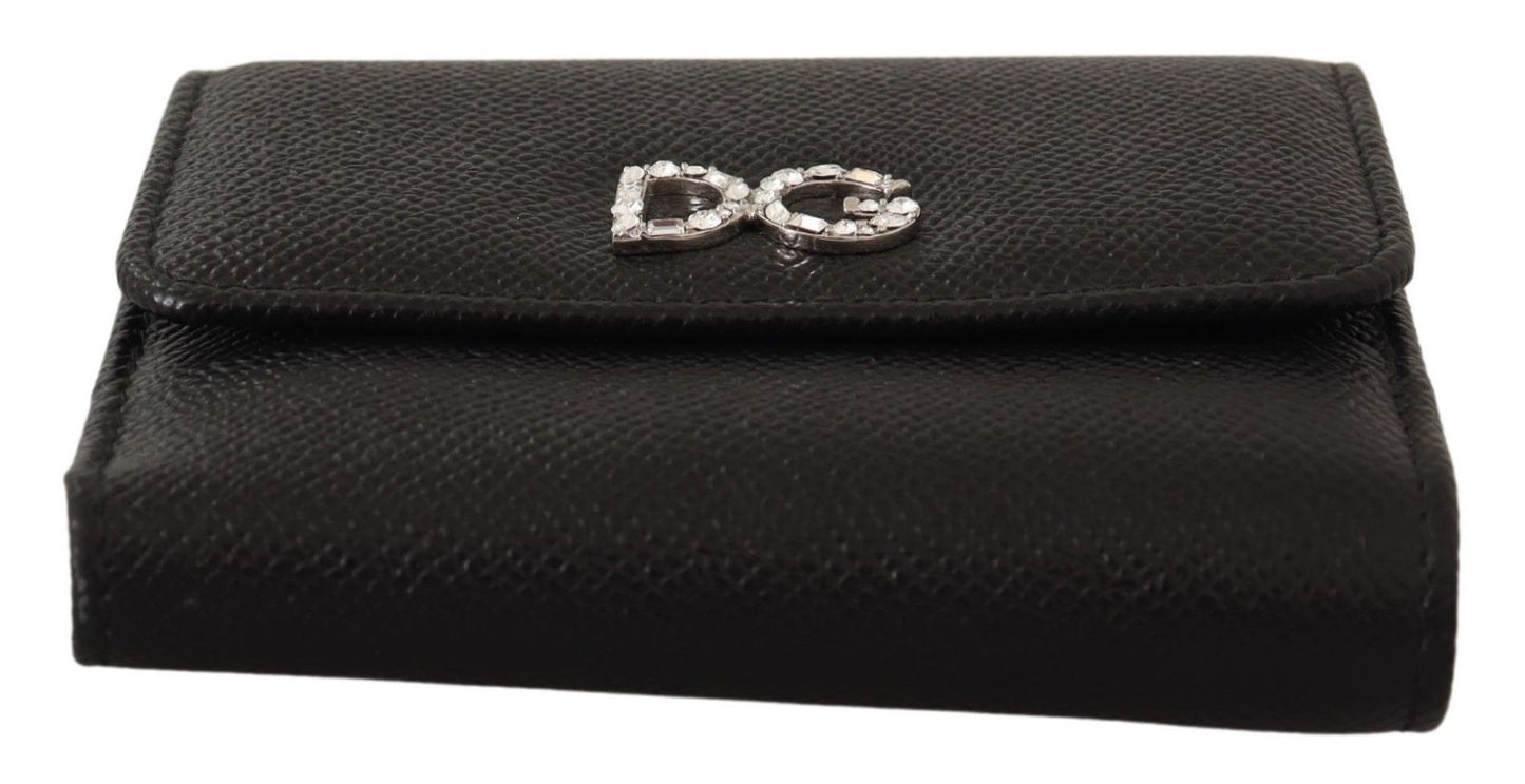 Crystal Embellished Black Leather Wallet