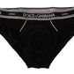 Sleek Black Striped Waistband Designer Briefs
