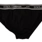 Sleek Black Striped Waistband Designer Briefs