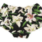Black Lilies Print High Waist Bikini Bottom