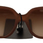 Chic Rectangular Brown Gradient Sunglasses