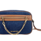Jet Set Large East West Indigo Denim Zip Chain Crossbody Bag Purse