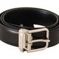 Elegant Black Leather Dress Belt