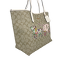 (CA607) Large Khaki Horse Carriage Graphic Signature City Tote Handbag