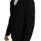 Elegant Slim Fit Black Wool Blazer and Vest Set