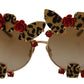 Elegant Round Metal Sunglasses with Rose Detail