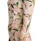 Pastel Pink Lily Print Fitted Blouse