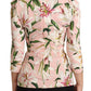 Pastel Pink Lily Print Fitted Blouse