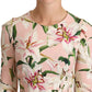 Pastel Pink Lily Print Fitted Blouse