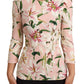 Pastel Pink Lily Print Fitted Blouse