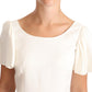 Elegant White Boat Neck Blouse