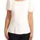 Elegant White Boat Neck Blouse