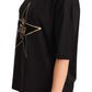 Glamorous Black Gold Motif Cotton Tee