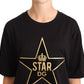 Glamorous Black Gold Motif Cotton Tee