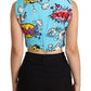 Chic Cartoon Print Cropped Sleeveless Top