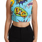 Chic Cartoon Print Cropped Sleeveless Top