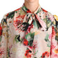 Elegant Floral Silk Ascot Blouse