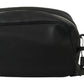 Sleek Black Leather Wristlet Clutch Bag